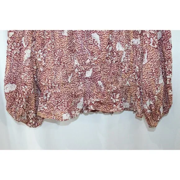 NWT Rachel Zoe Womens Multicolor Floral Puffy Sleeve Crop Top S - Picture 3 of 5